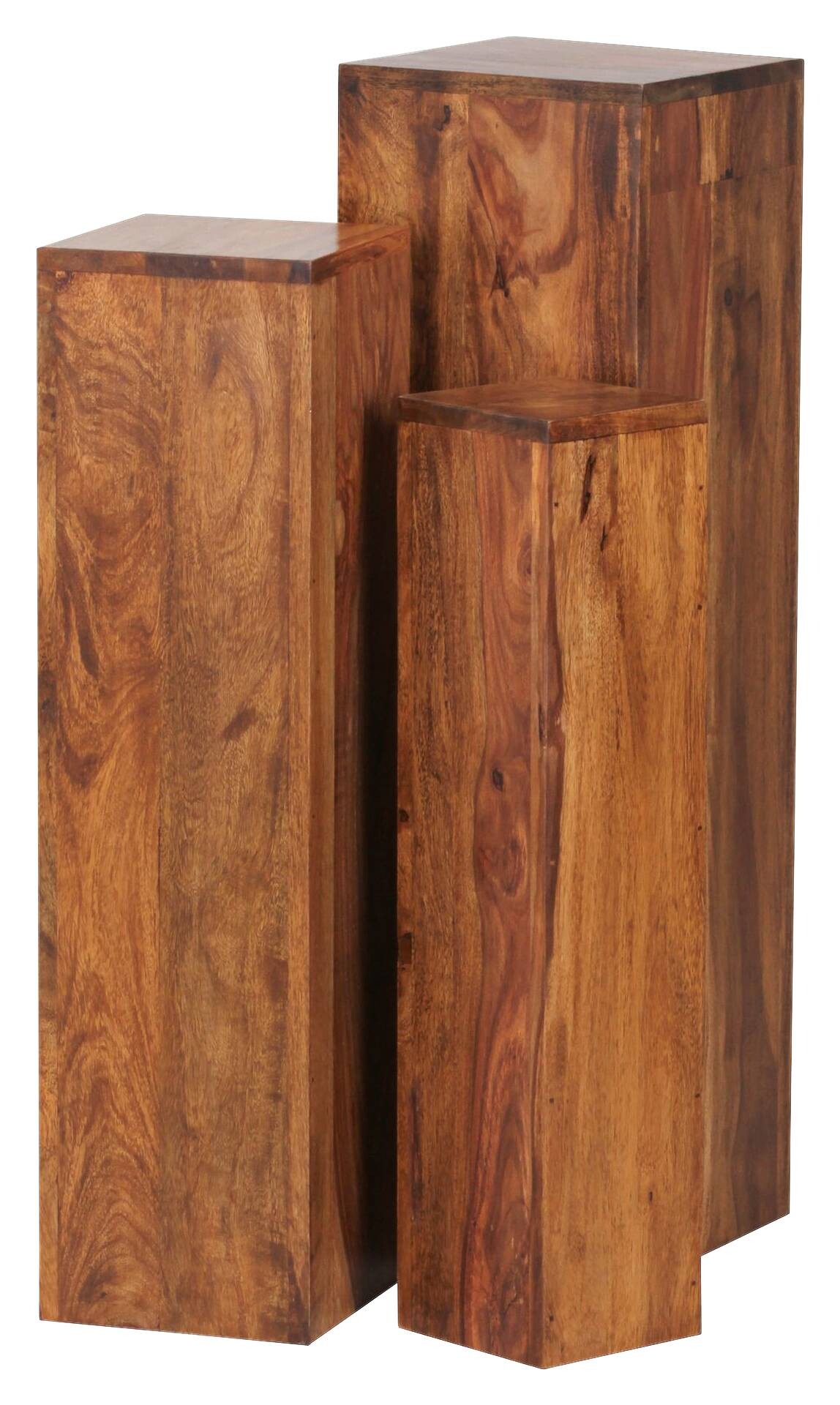 Beistelltisch 3er-Set. natur Echtholz