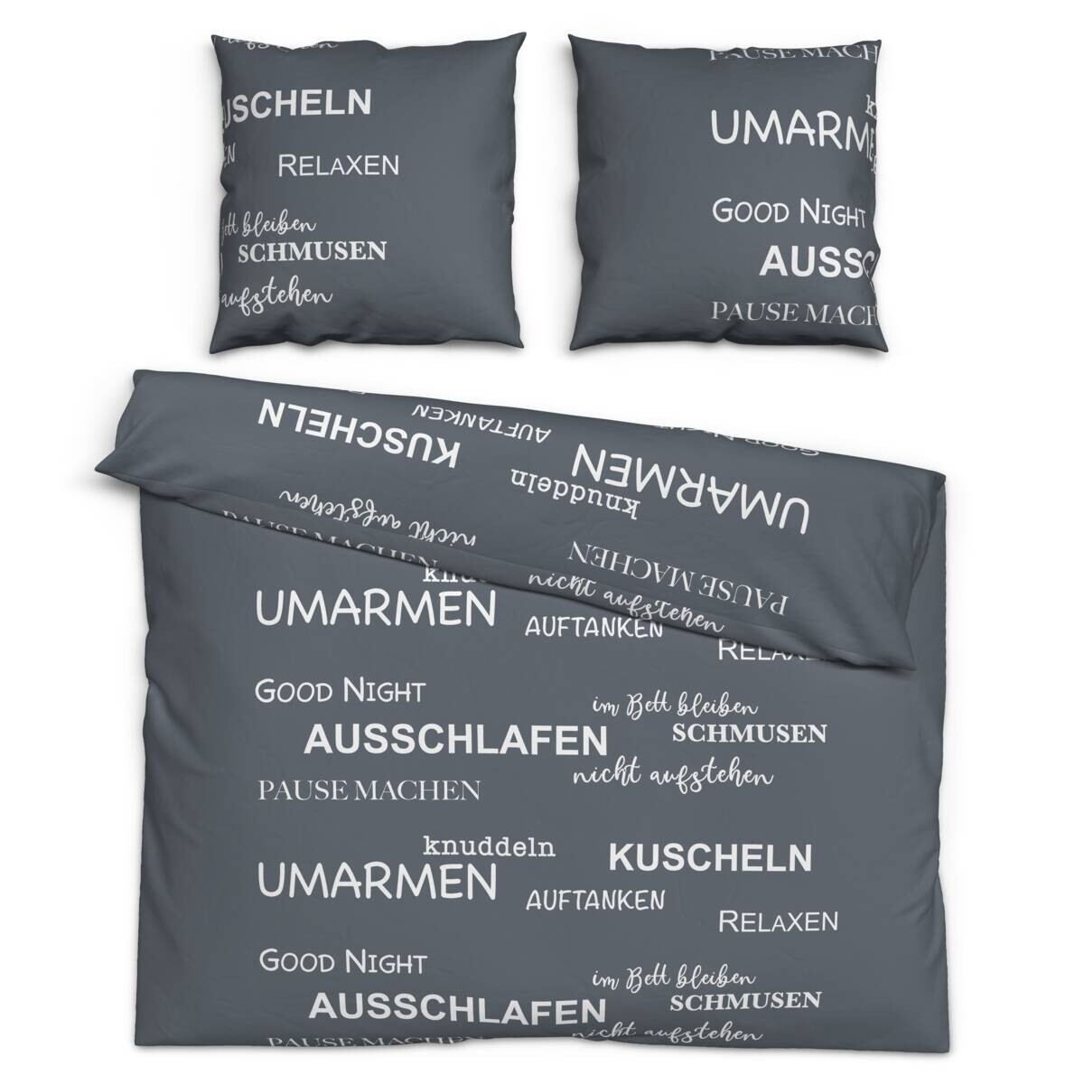 Microfaser Bettwäsche anthrazit 100% Polyester B/L: ca. 200x200 cm