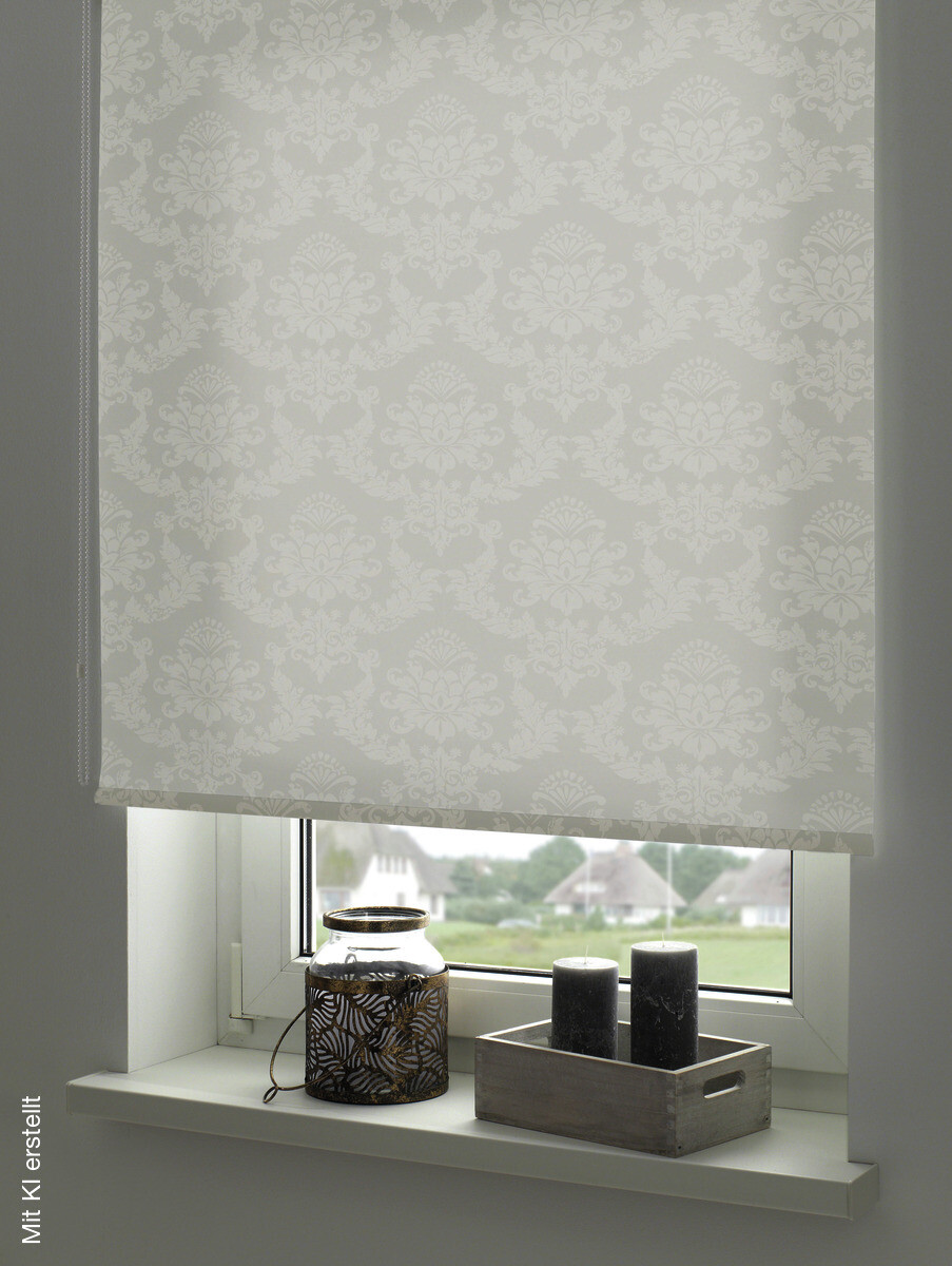 Boviva Seitenzugrollo Tageslichtqualität Ornament weiß B/L: ca. 82x175 cm