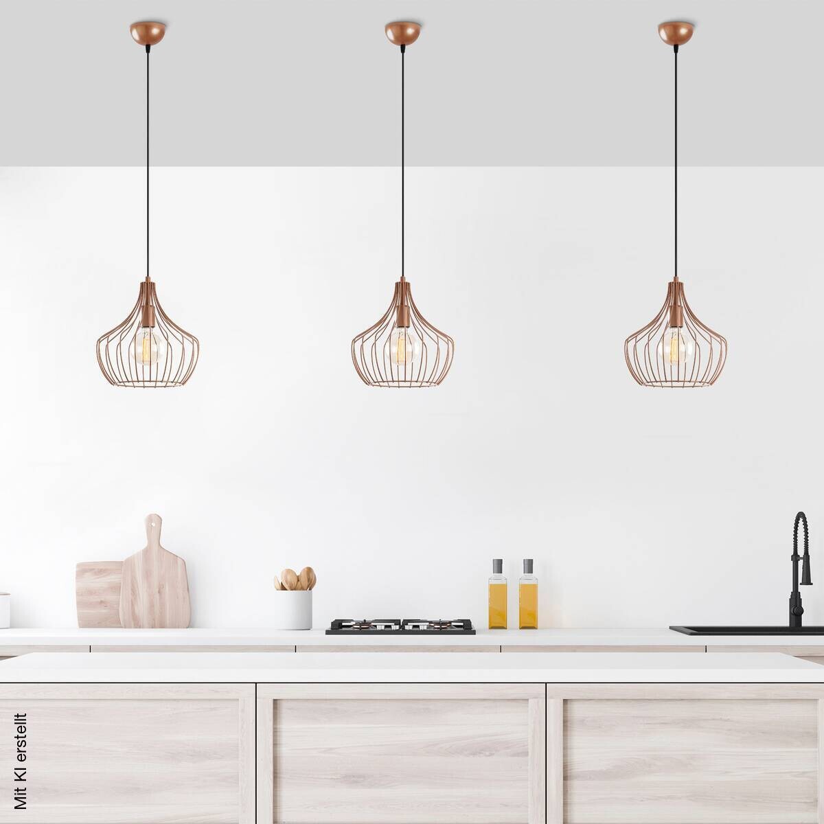 Opviq Pendelleuchte Mezopotamya Kupfer B/H/T/L/D: ca. 27x126x27x27x27 cm E27 1 Brennstellen