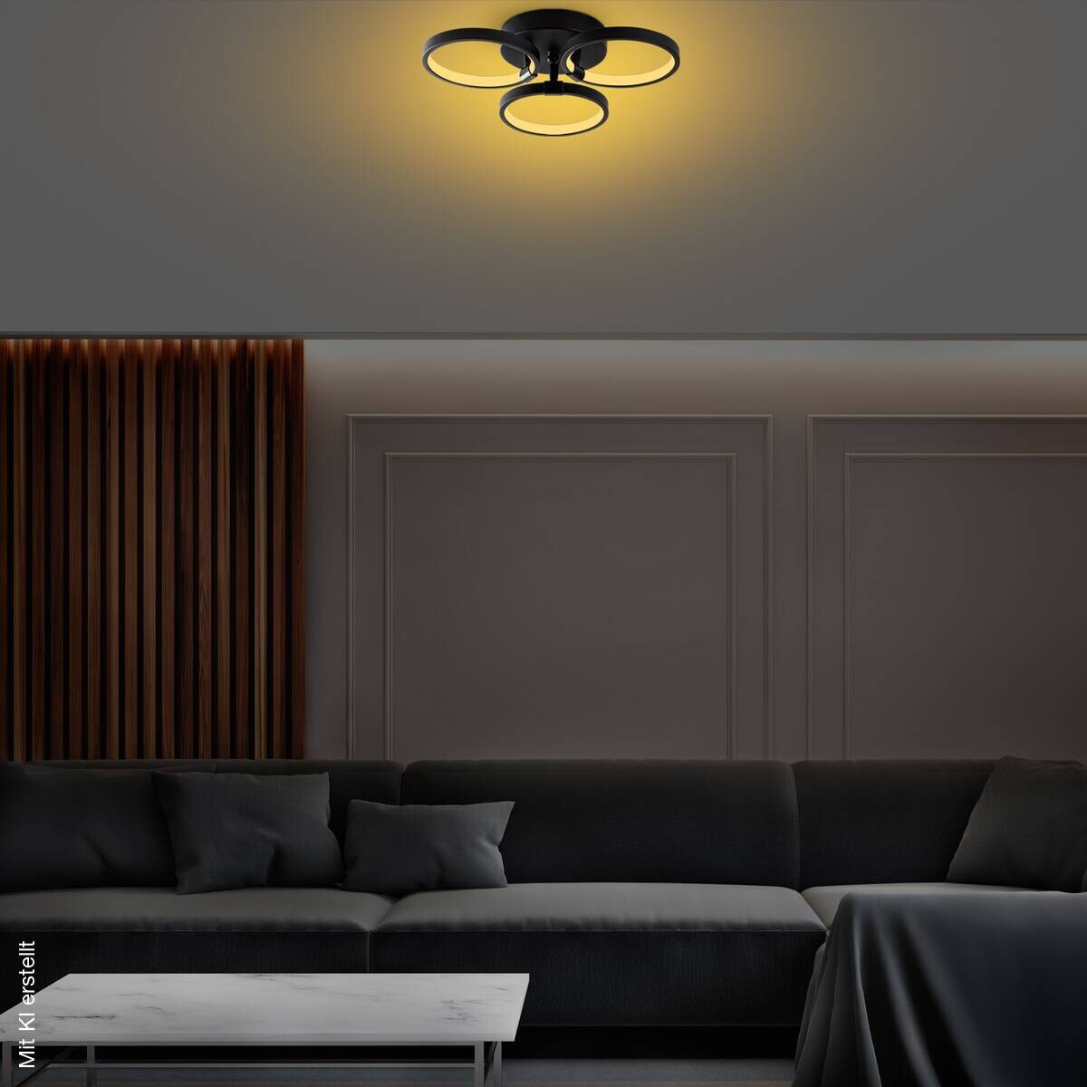 Opviq LED-Deckenleuchte schwarz B/H/T: ca. 37x9x32 cm
