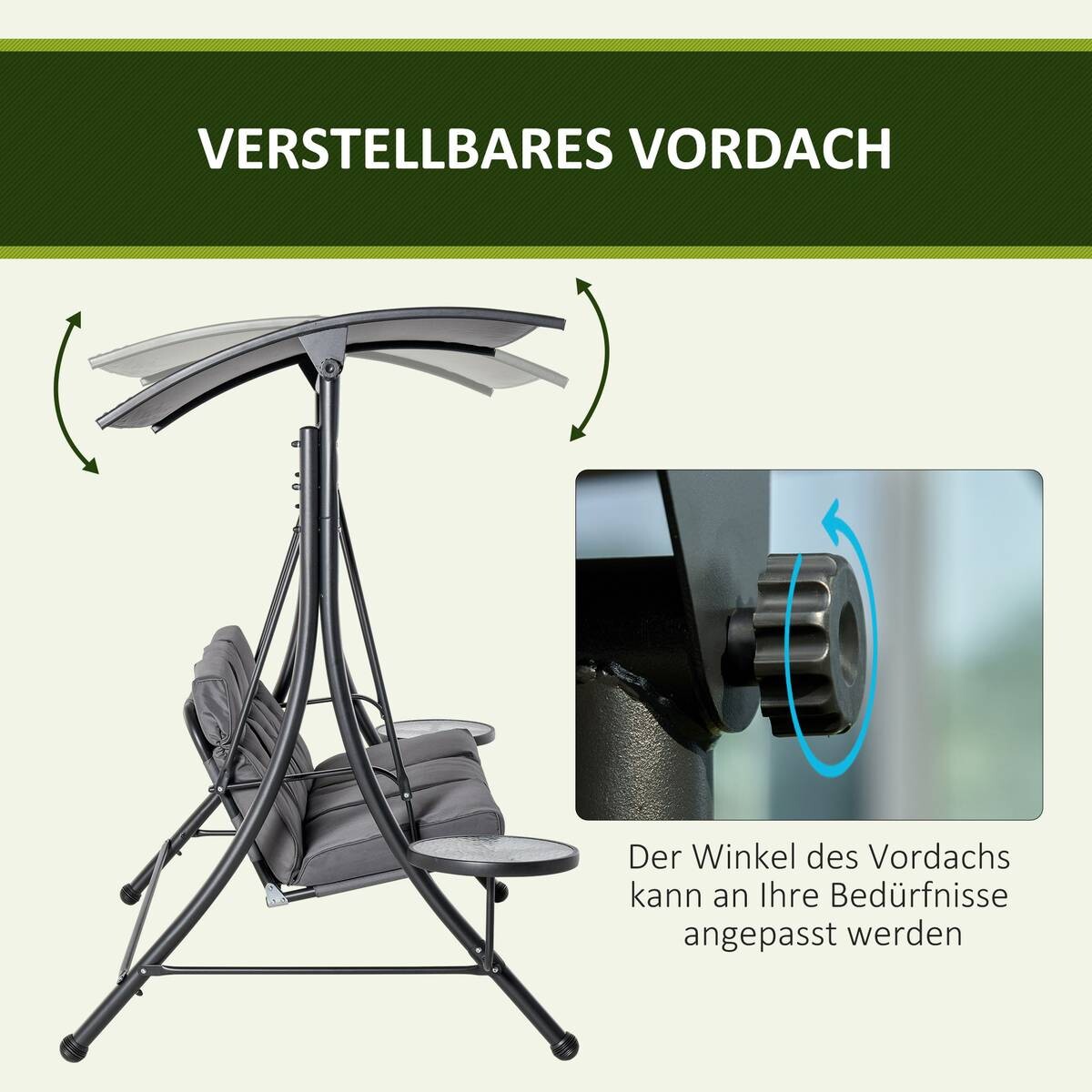Outsunny Hollywoodschaukel grau Polyester B/H/L: ca. 125x177x271 cm