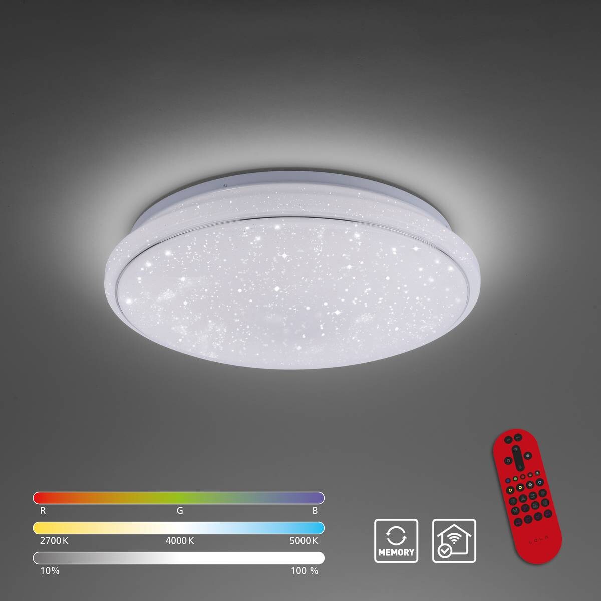 Just Light Smarte LED-Deckenleuchte JUPI 14743-16 weiß Kunststoff H/D: ca. 11x44 cm 1 Brennstellen