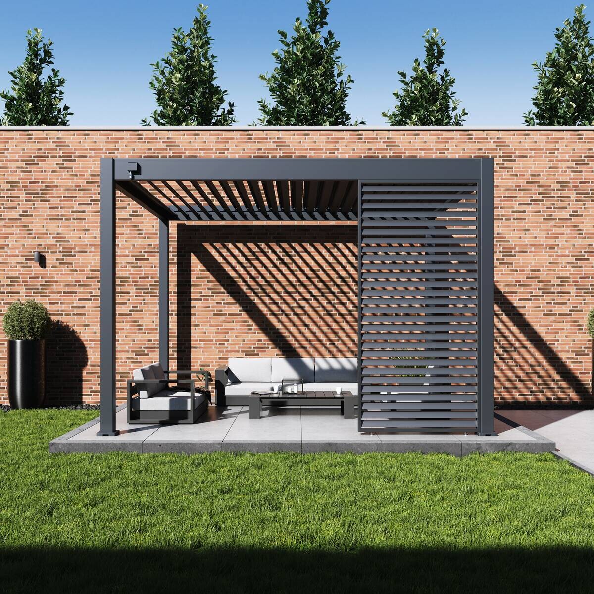 Paragon Outdoor Lamellen-Sichtschutz Grand Tuscan grau Aluminium B/H: ca. 114x234 cm