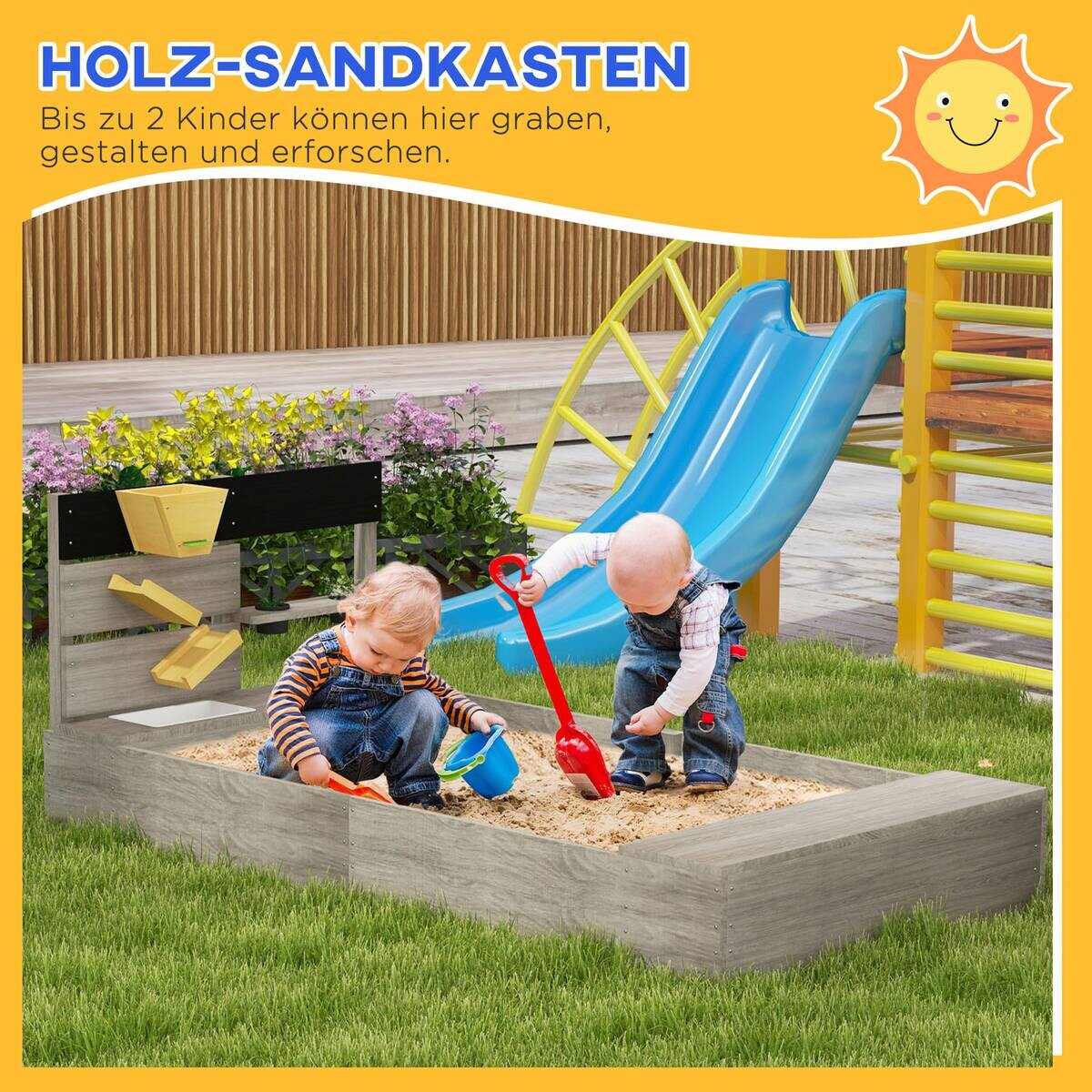 Outsunny Sandkasten grau