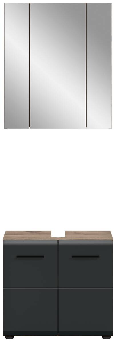 Badezimmer-Set Ice Nox Oak Nachbildung schwarz matt B/H/T: ca. 60x185x30 cm
