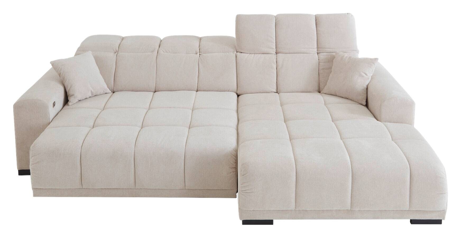 Ecksofa mit elektrischer Sitztiefenverstellung beige Microfaser B/H/T: ca. 301x113x195 cm