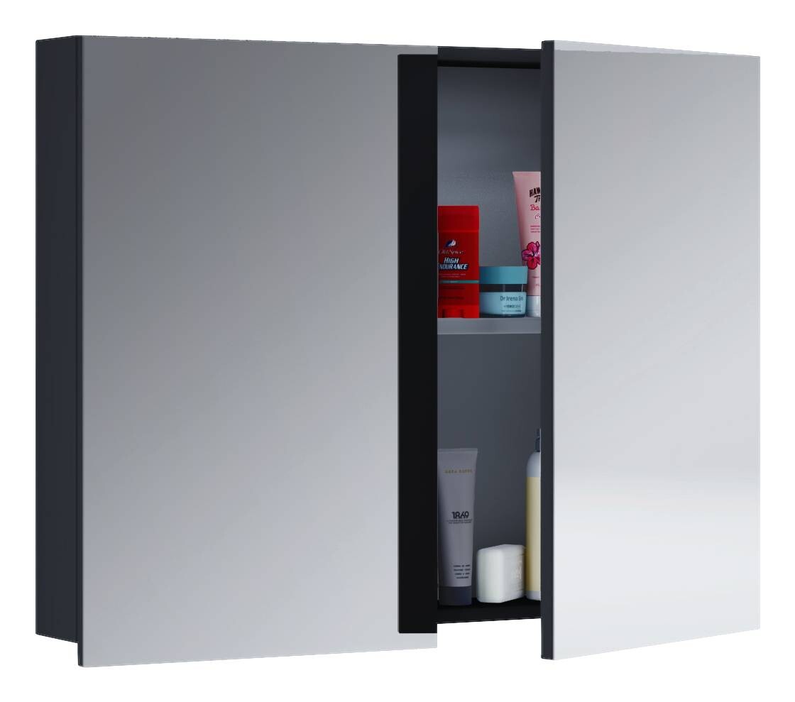 Spiegelschrank Badinos schwarz B/H/T: ca. 60x42x12 cm