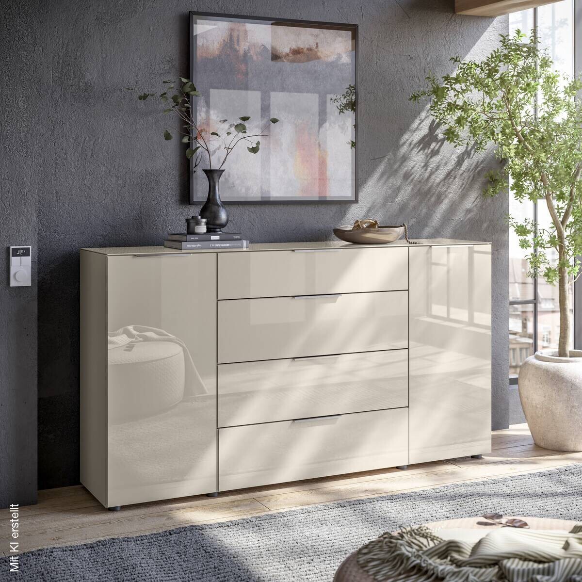 Kommode Santorin Kaschmir Chrom B/H/T: ca. 180x99x40 cm