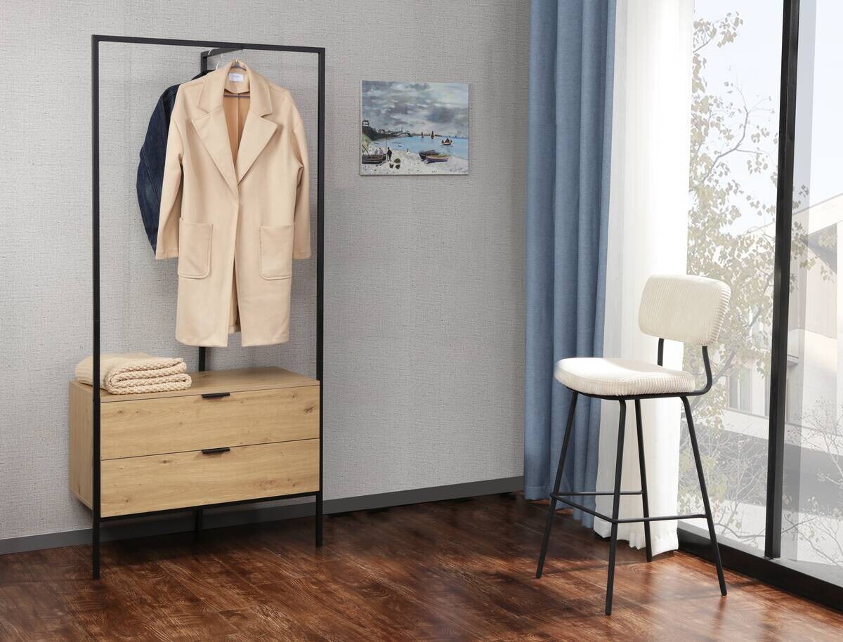 Garderobe Jody Eiche Artisan Nachbildung schwarz B/H/T: ca. 85x190x47 cm