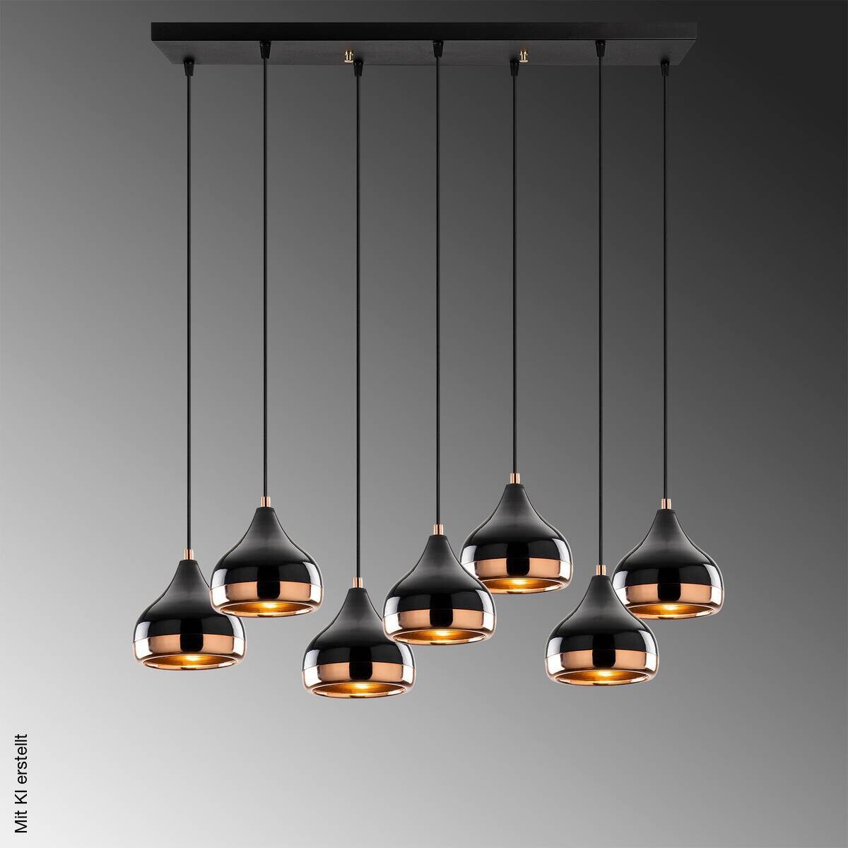 Opviq Pendelleuchte Yildo-6894 schwarz B/H/T/L: ca. 88x112x36x88 cm E27 7 Brennstellen