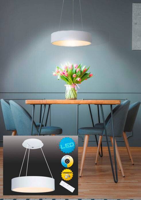 Näve Leuchten LED Pendelleuchte weiß Metall H/D: ca. 150x45 cm 1 Brennstellen