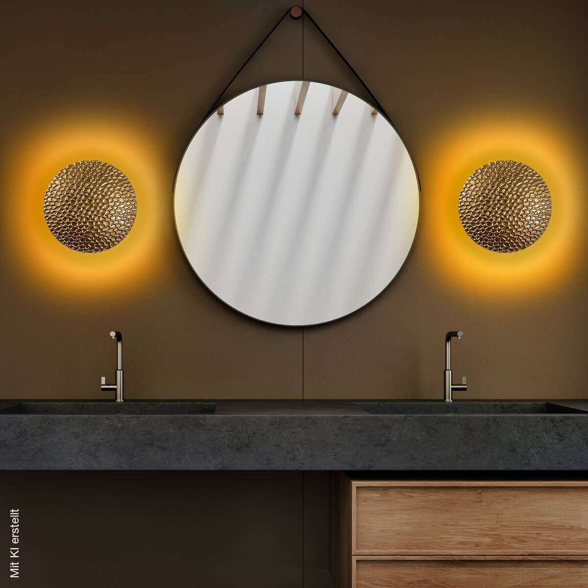 Opviq LED-Wandleuchte gold Metall B/H/T: ca. 21x21x15 cm