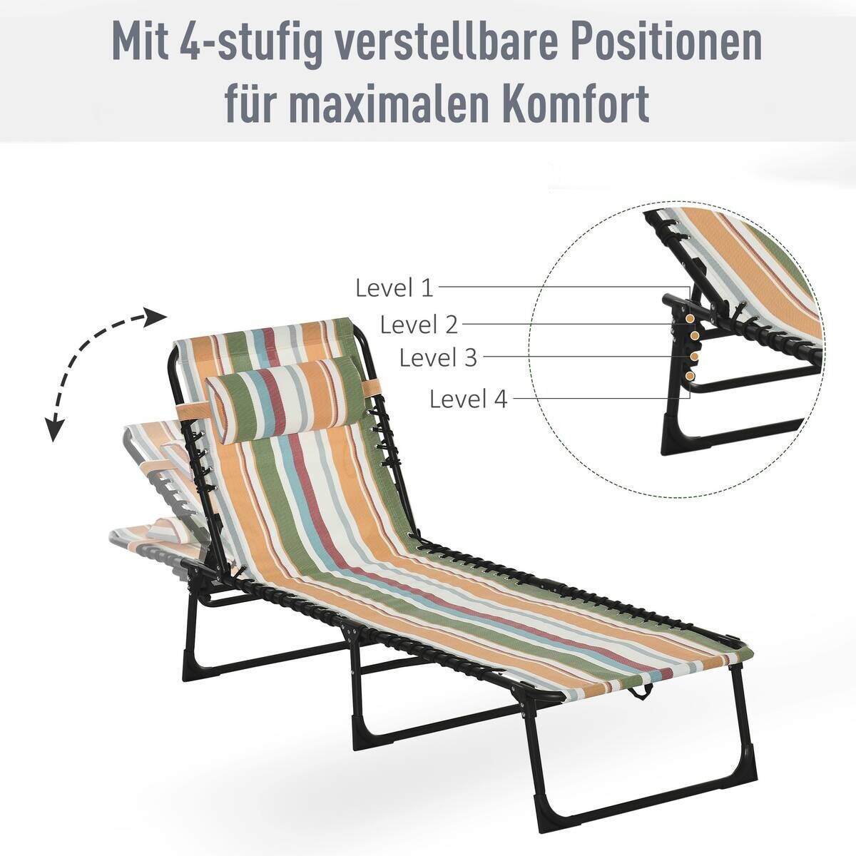 Outsunny Sonnenliege mehrfarbig Stahl B/H/L: ca. 58x30x189 cm
