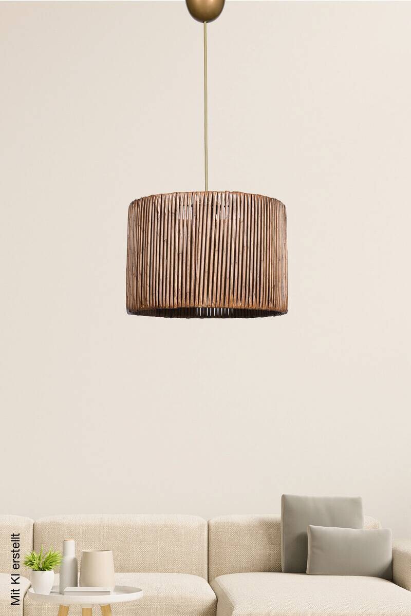 Opviq Pendelleuchte braun Kunststoff Metall B/H/T/L: ca. 30x70x30x30 cm E27 1 Brennstellen