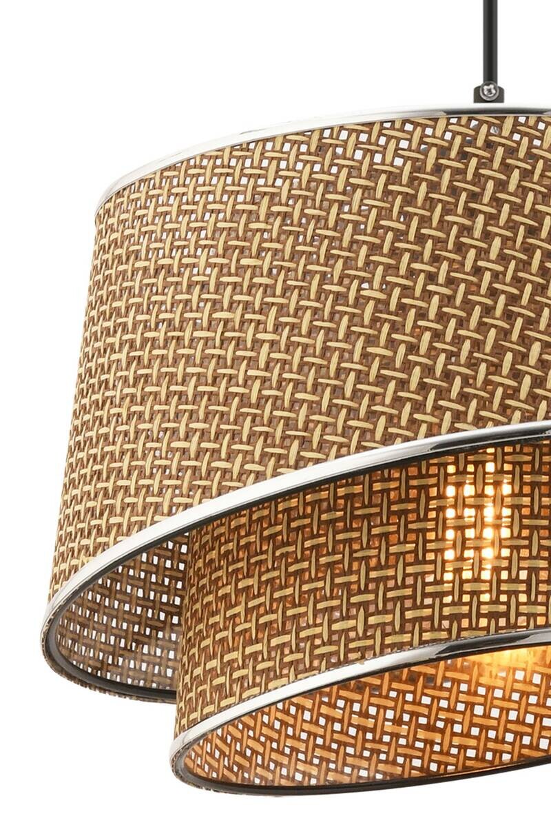 Opviq Pendelleuchte Barette beige silber Stoff Metall B/H/L: ca. 32x65x32 cm E27 1 Brennstellen