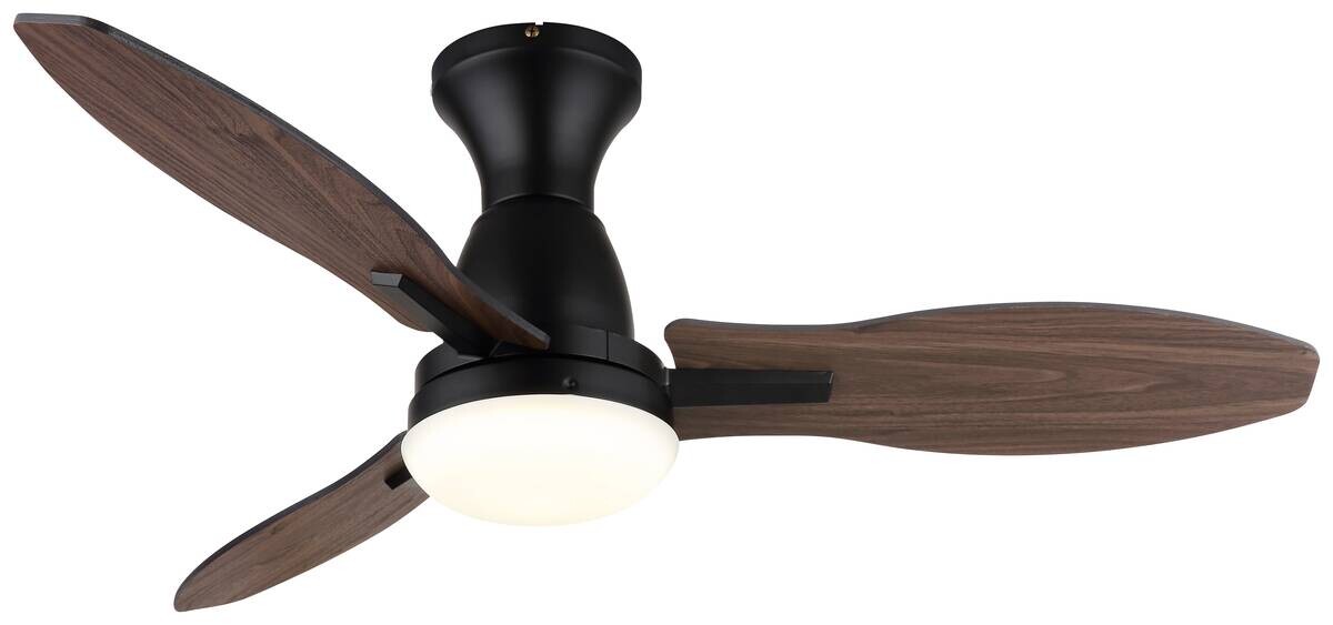 GLOBO LED-Deckenventilator Opal mattschwarz braun Metall Kunststoff H/D: ca. 32,5x107 cm 1 Brennstellen