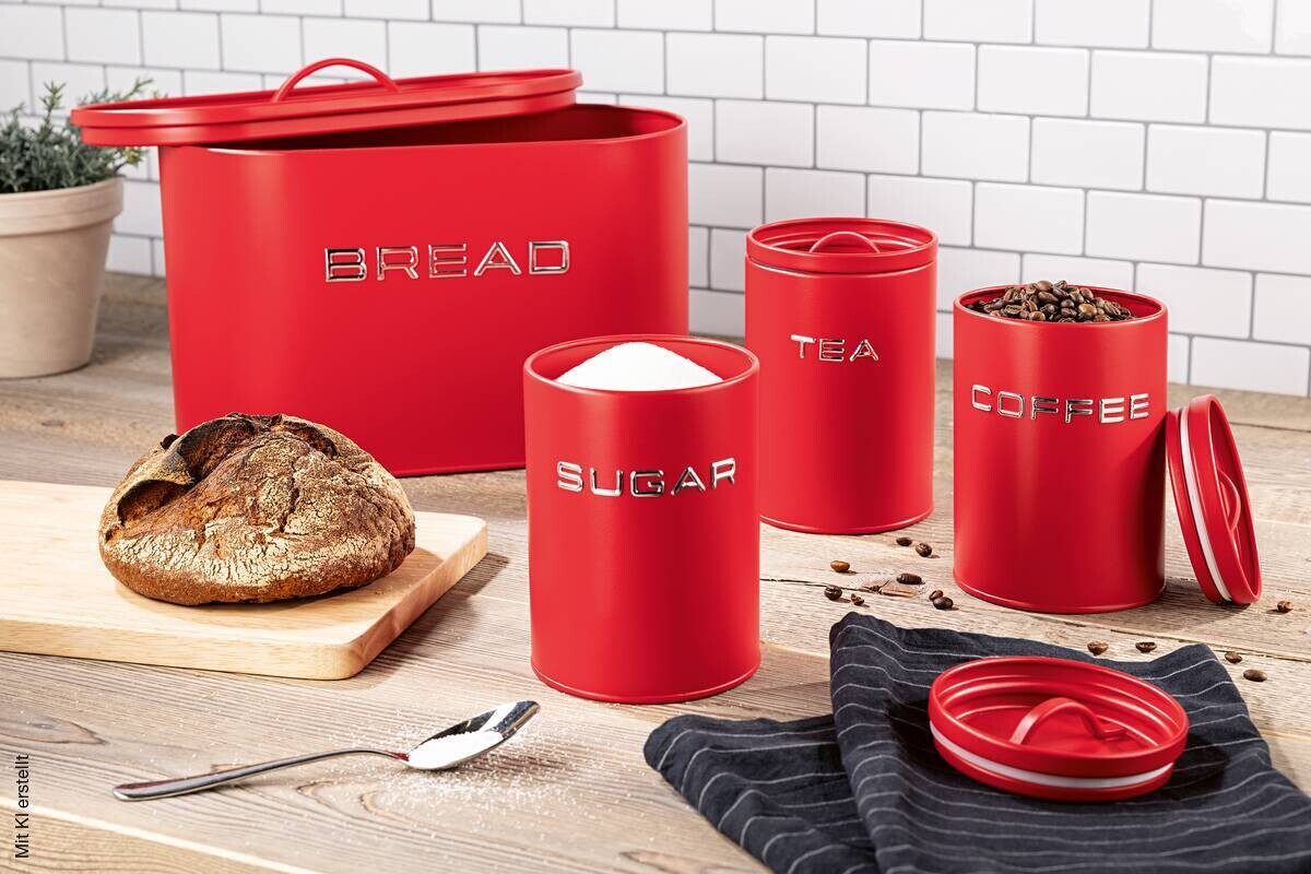 GOURMETmaxx Vorratsdosenset rot B/H/L: ca. 18x23x34 cm