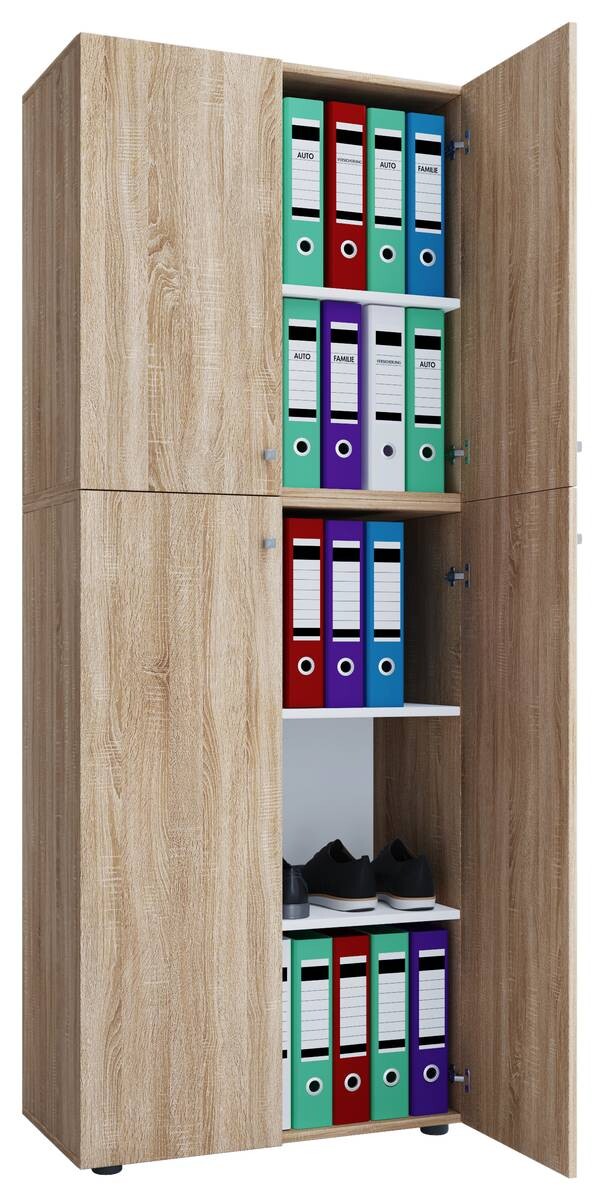 Büroschrank Lona XXL Eiche Sonoma Nachbildung weiß B/H/T: ca. 70x183x39 cm