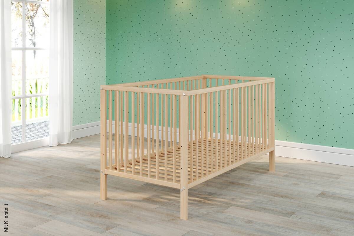 Babybett buche B/H/T: ca. 144x84x78 cm Liegefläche B/L: ca. 70x140 cm
