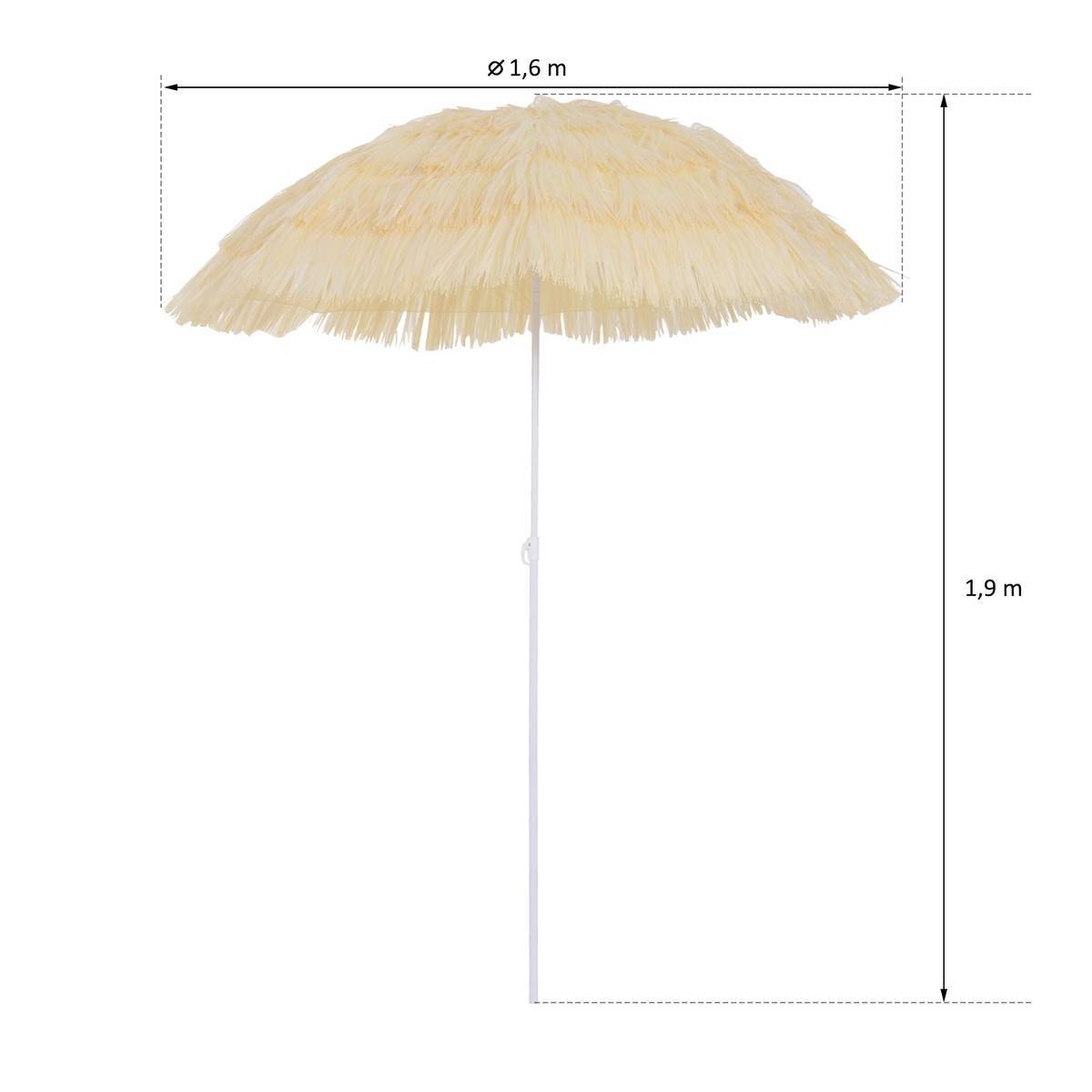 Outsunny Hawaiischirm beige Stahl H/D: ca. 190x160 cm