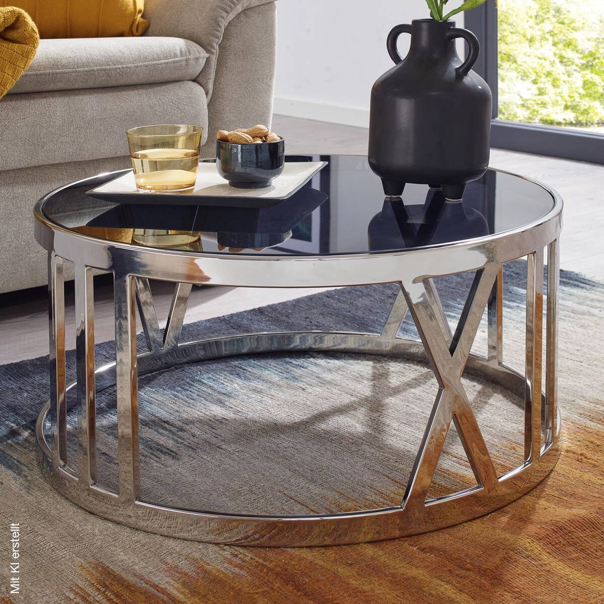 Couchtisch silber B/H/T: ca. 60x30x60 cm