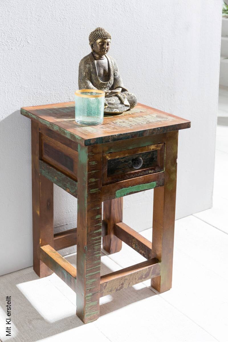 Beistelltisch braun Holz B/H/T: ca. 30x50x30 cm