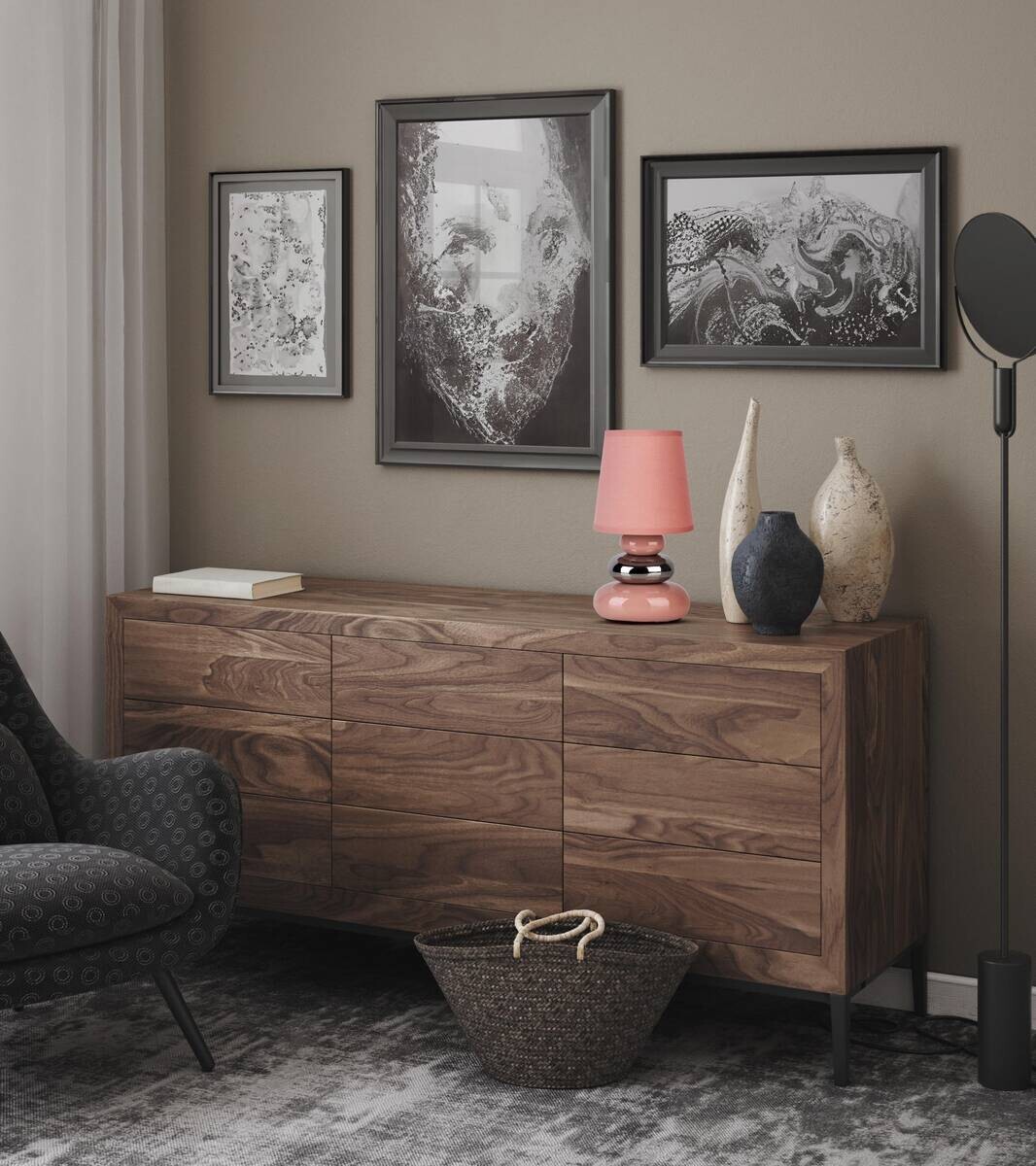 Näve Leuchten Tischleuchte 3045332 lachs rosé Keramik B/H/T: ca. 16x31x16 cm E14 1 Brennstellen