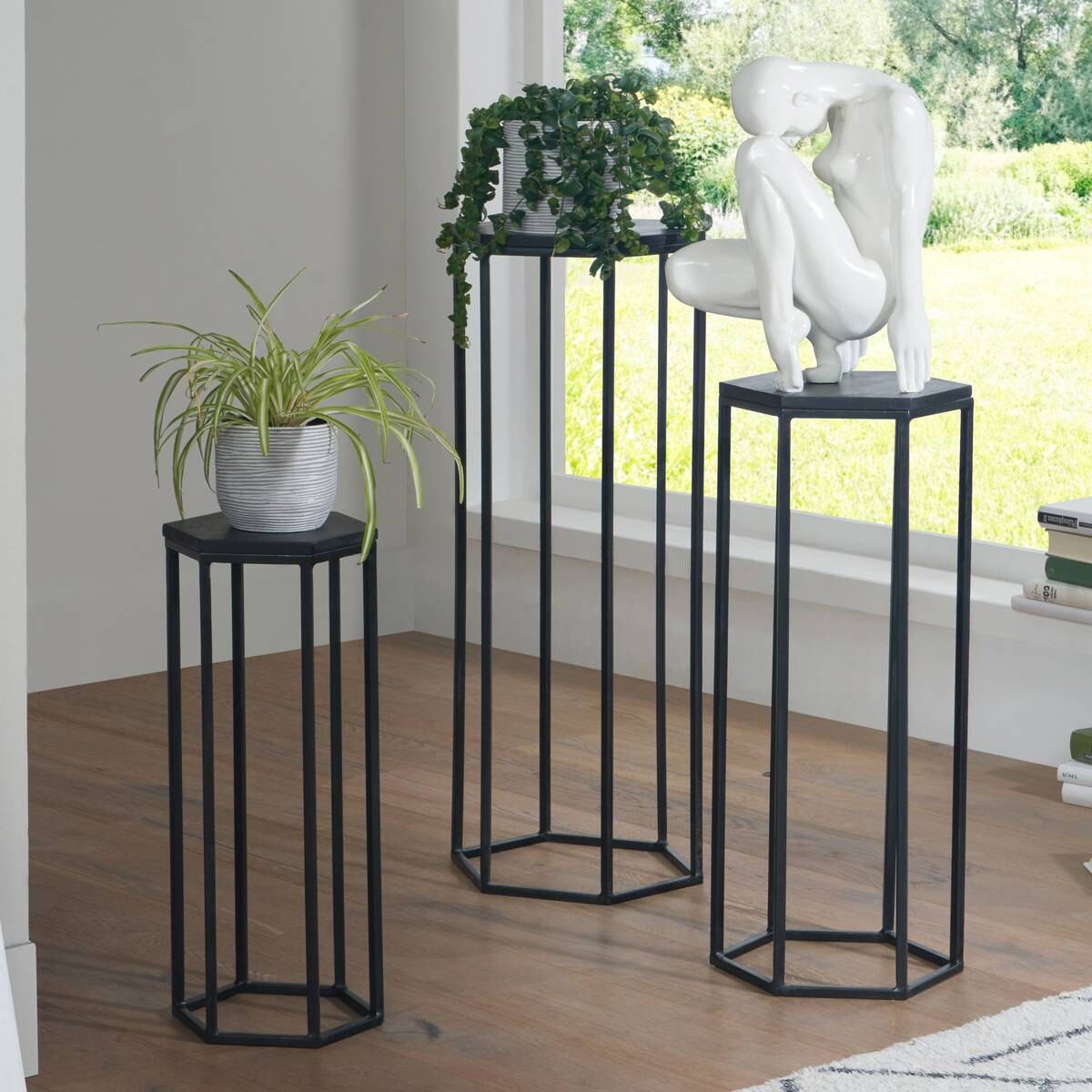 Beistelltisch 3er.-Set. schwarz B/H/T: ca. 35x90x35 cm
