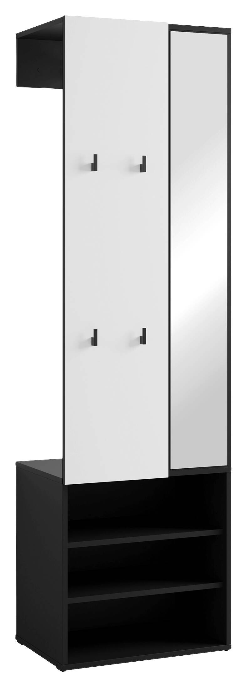 Garderobenset ANDORRA schwarz weiß B/H/T: ca. 55x187,5x40,5 cm
