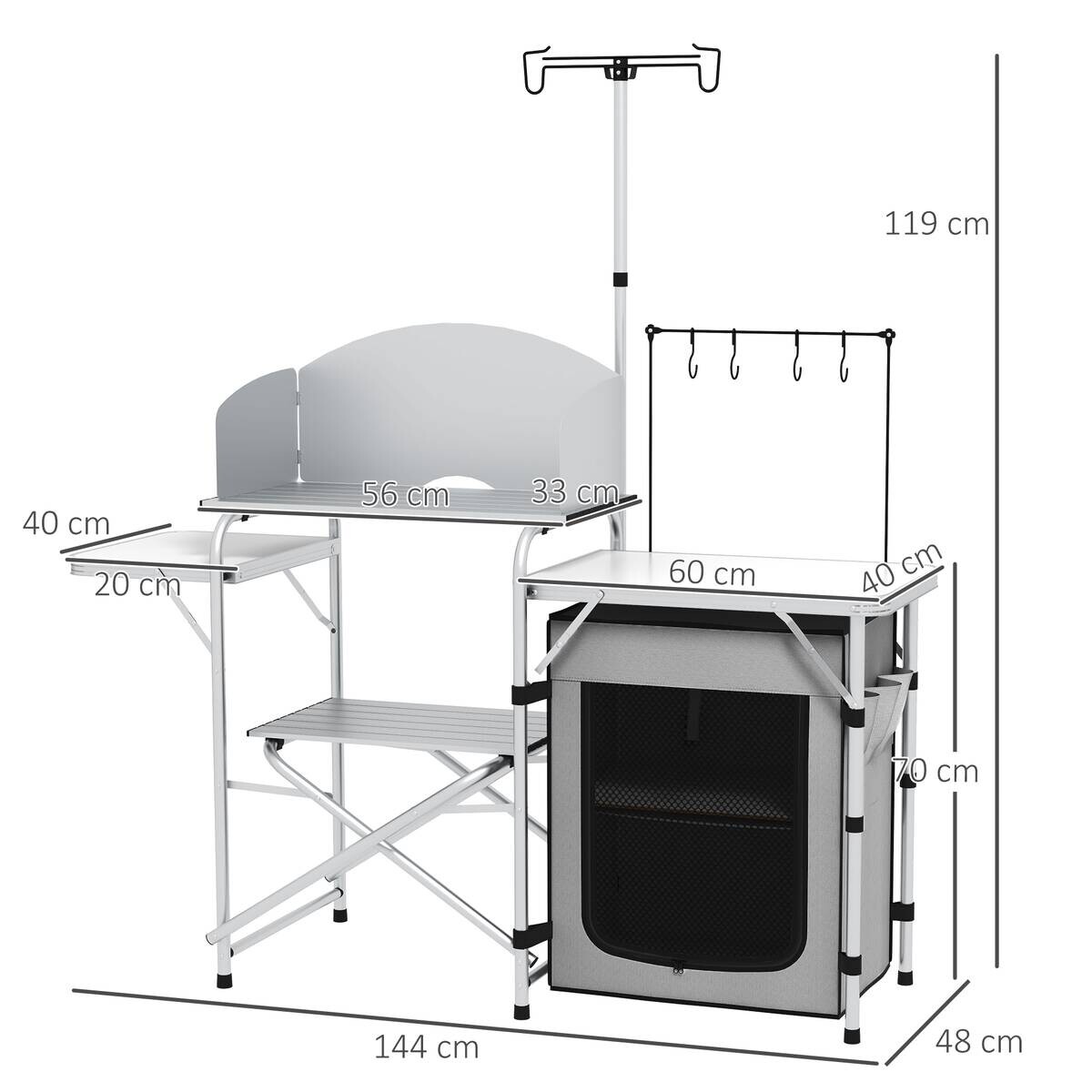 Outsunny Camping Küche B/H/L: ca. 48x119x144 cm