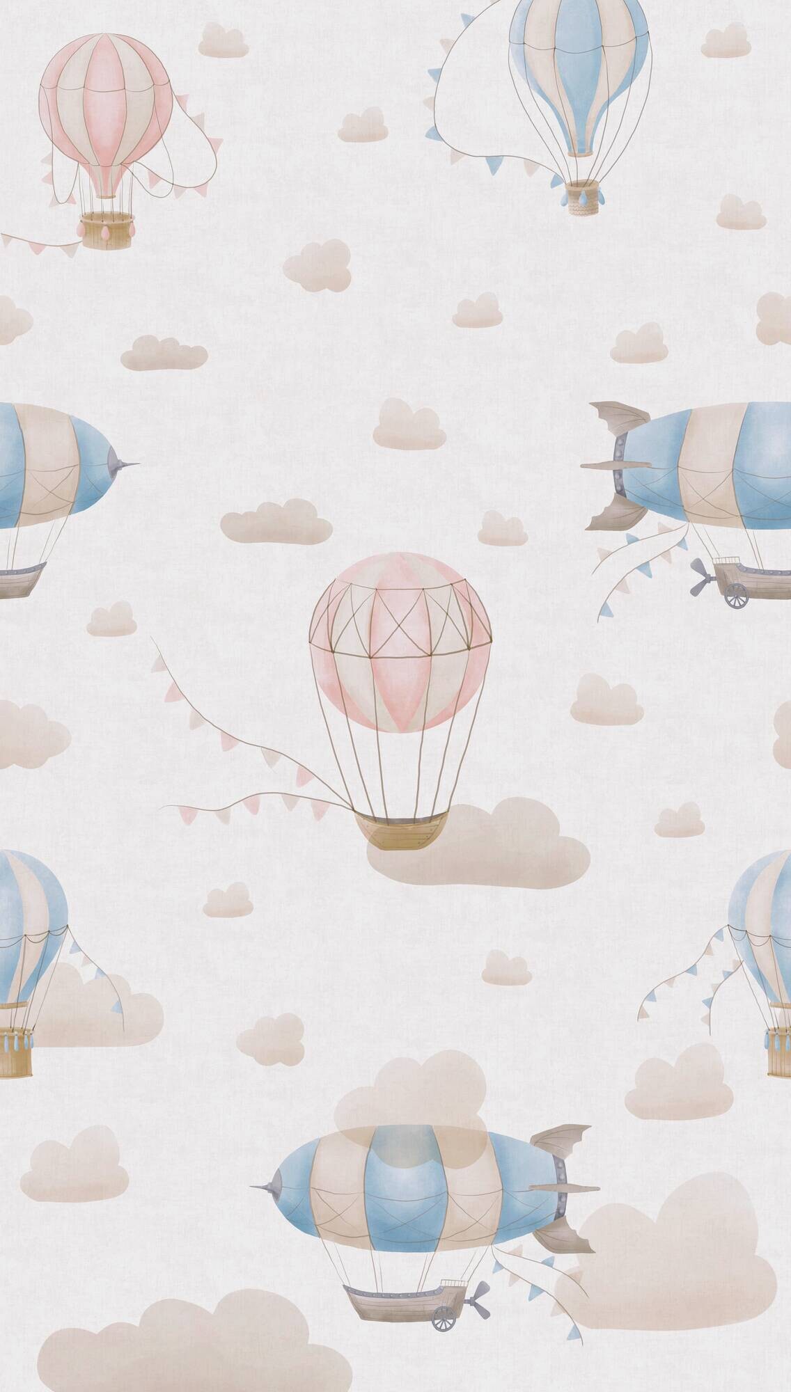 Livingwalls Fototapete Heißluftballon rosa creme blau B/L: ca. 280x159 cm