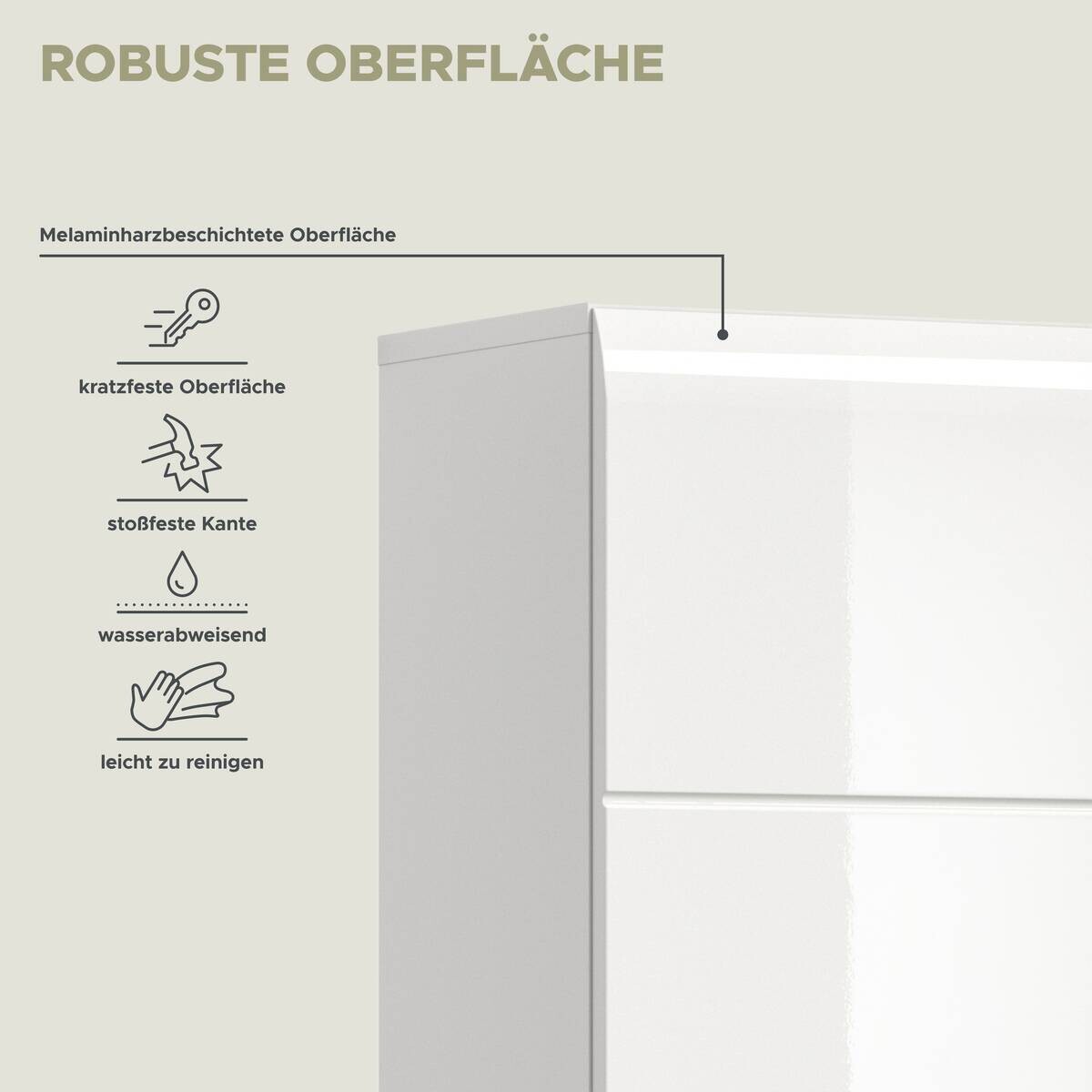 Hochschrank Ice weiß weiß Hochglanz B/H/T: ca. 30x185x30 cm