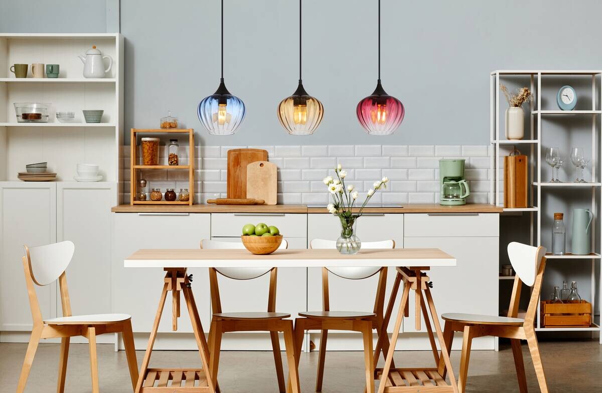 GLOBO Pendelleuchte SANDER 15748-3H schwarz blau Metall Glas B/H/L: ca. 18x150x80 cm E27 3 Brennstellen