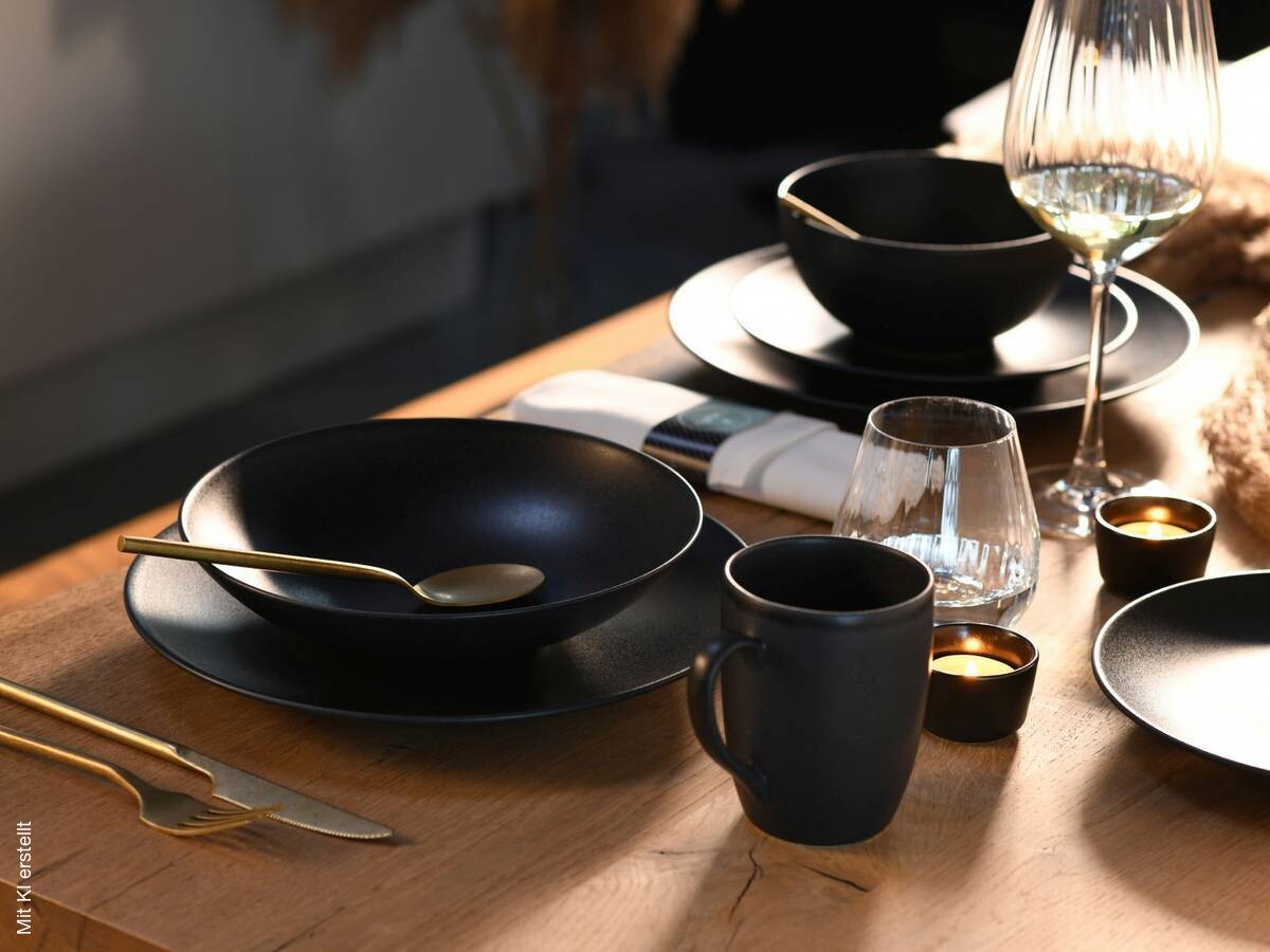 CreaTable Kombiservice Soft Touch schwarz Stein 20 tlg.