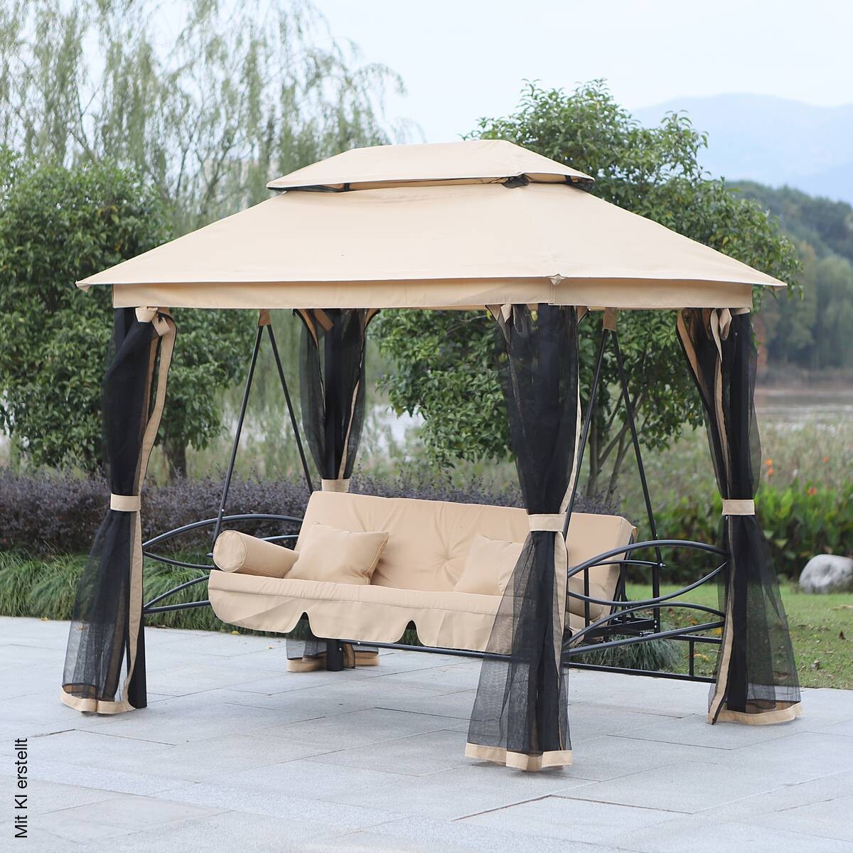 Outsunny Gartenschaukel beige Stahl B/H/T: ca. 232x245x149 cm