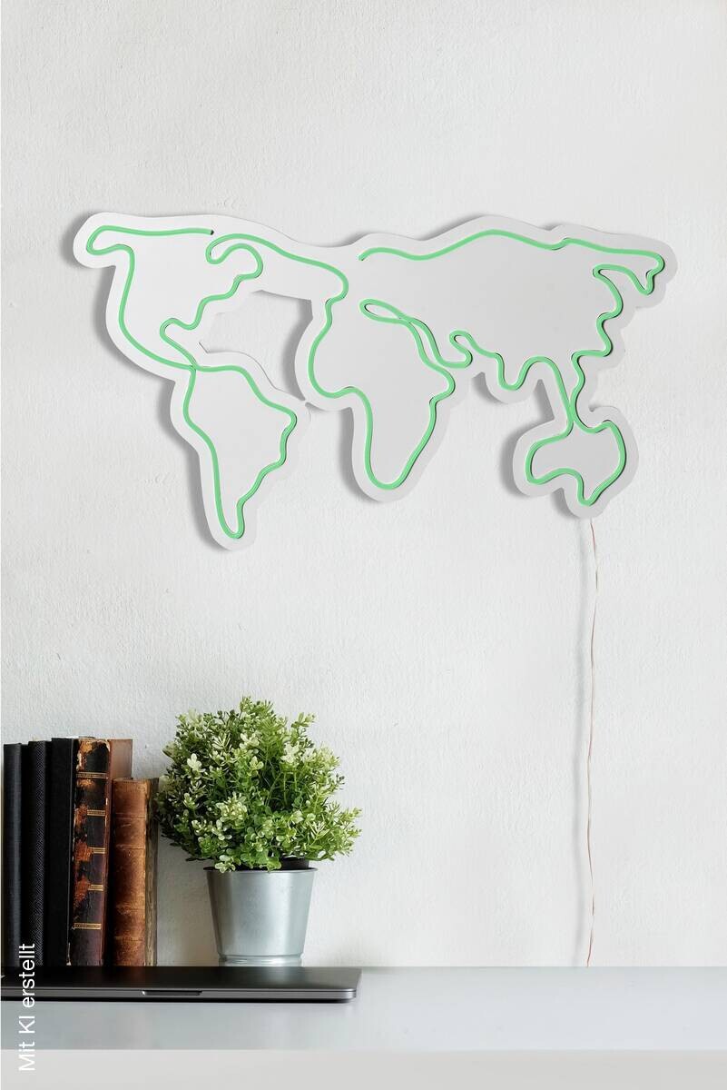 Opviq LED-Wandleuchte grün PVC B/H/T/L: ca. 66x38x2x66 cm