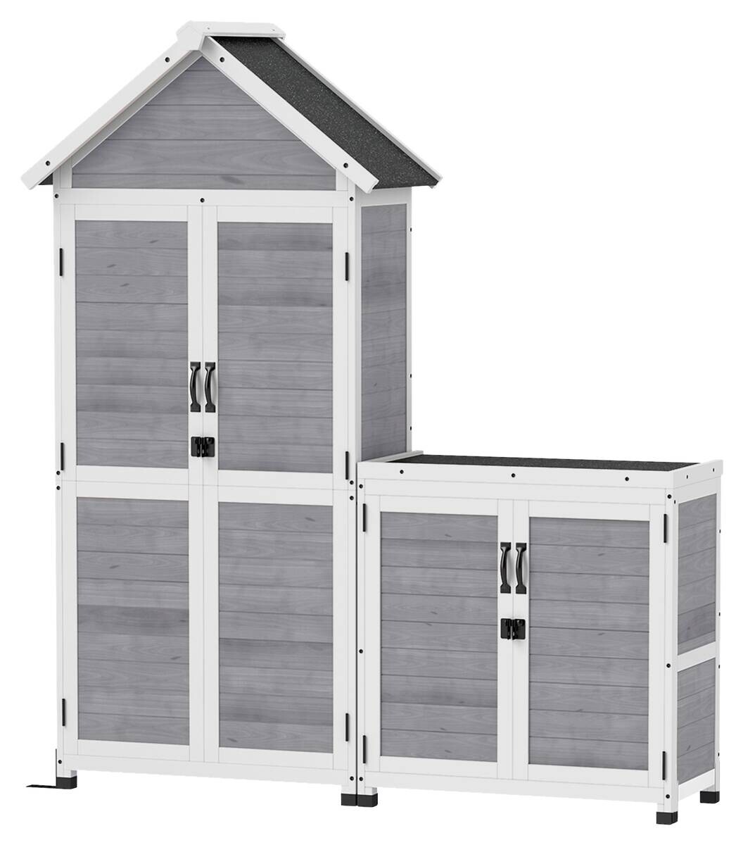Outsunny Gartenschrank hellgrau Holz B/H/L: ca. 51x182x89 cm