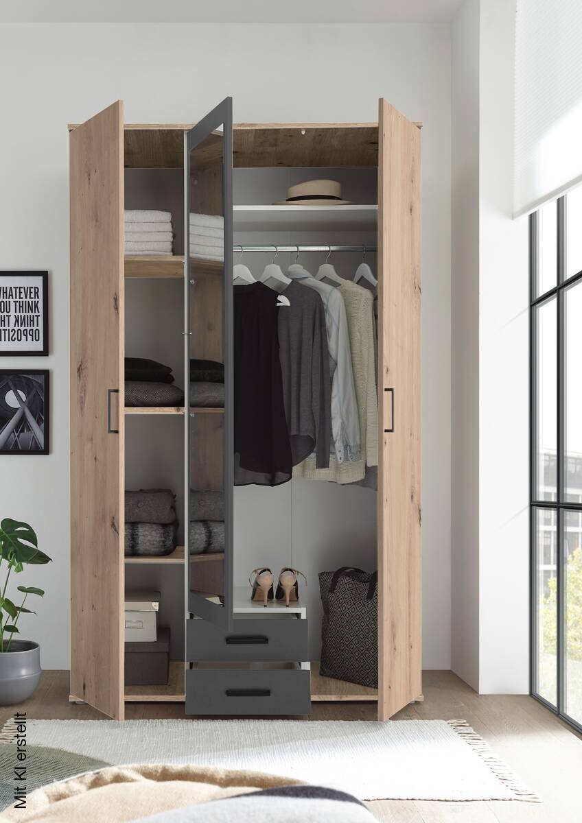 Kleiderschrank Eiche Artisan Nachbildung B/H/T: ca. 120x197x54 cm