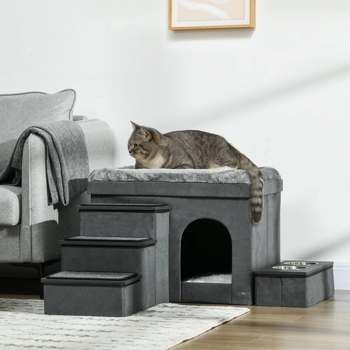 PawHut Katzen-Zubehör grau Edelstahl B/H/L: ca. 50x70x51,5 cm