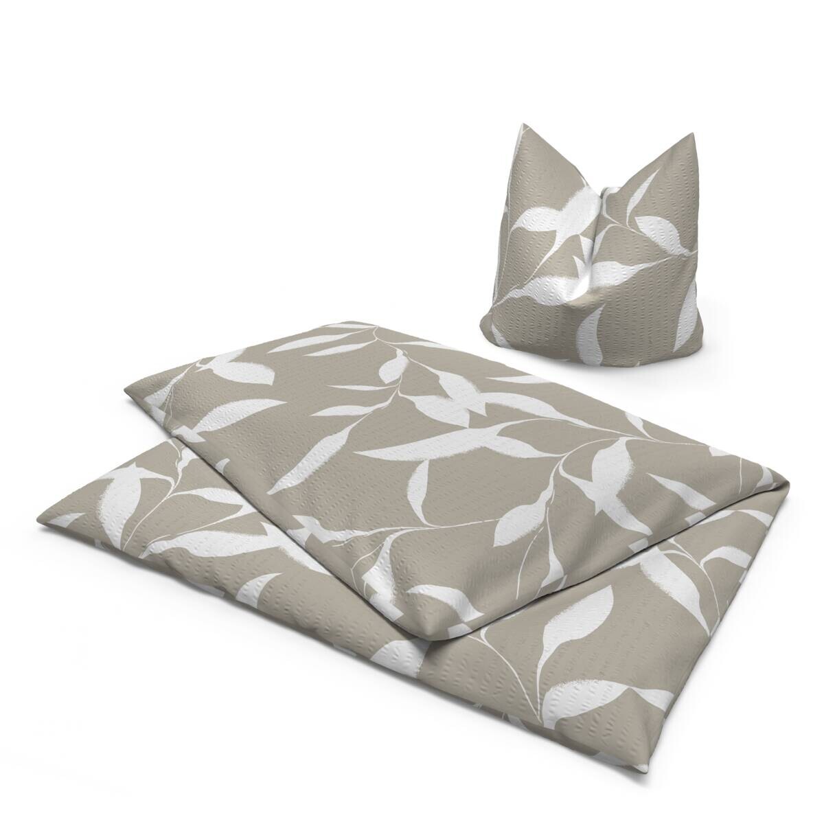 Microfaser Bettwäsche Seersucker hellbeige weiß 100% Polyester B/L: ca. 135x200 cm