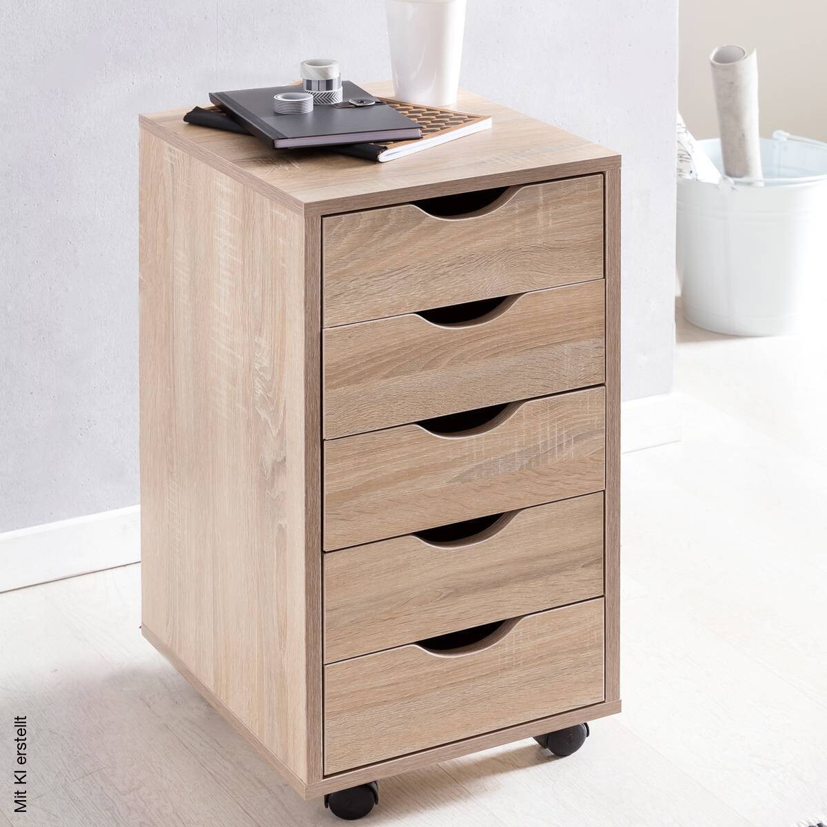 Rollcontainer braun Spanplatte B/H/T: ca. 33x64x38 cm