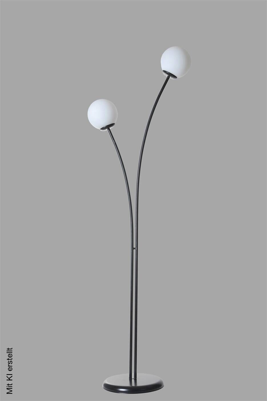 Opviq Stehlampe schwarz weiß Metall Glas B/H/L: ca. 30x165x50 cm E27 1 Brennstellen
