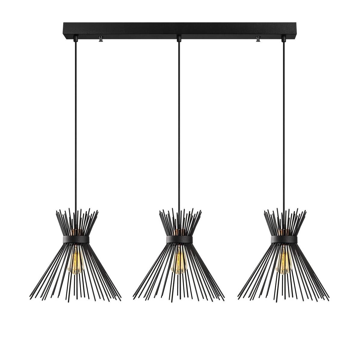 Opviq Pendelleuchte Kirpi schwarz B/H/T/L: ca. 104x129x34x104 cm E27 3 Brennstellen