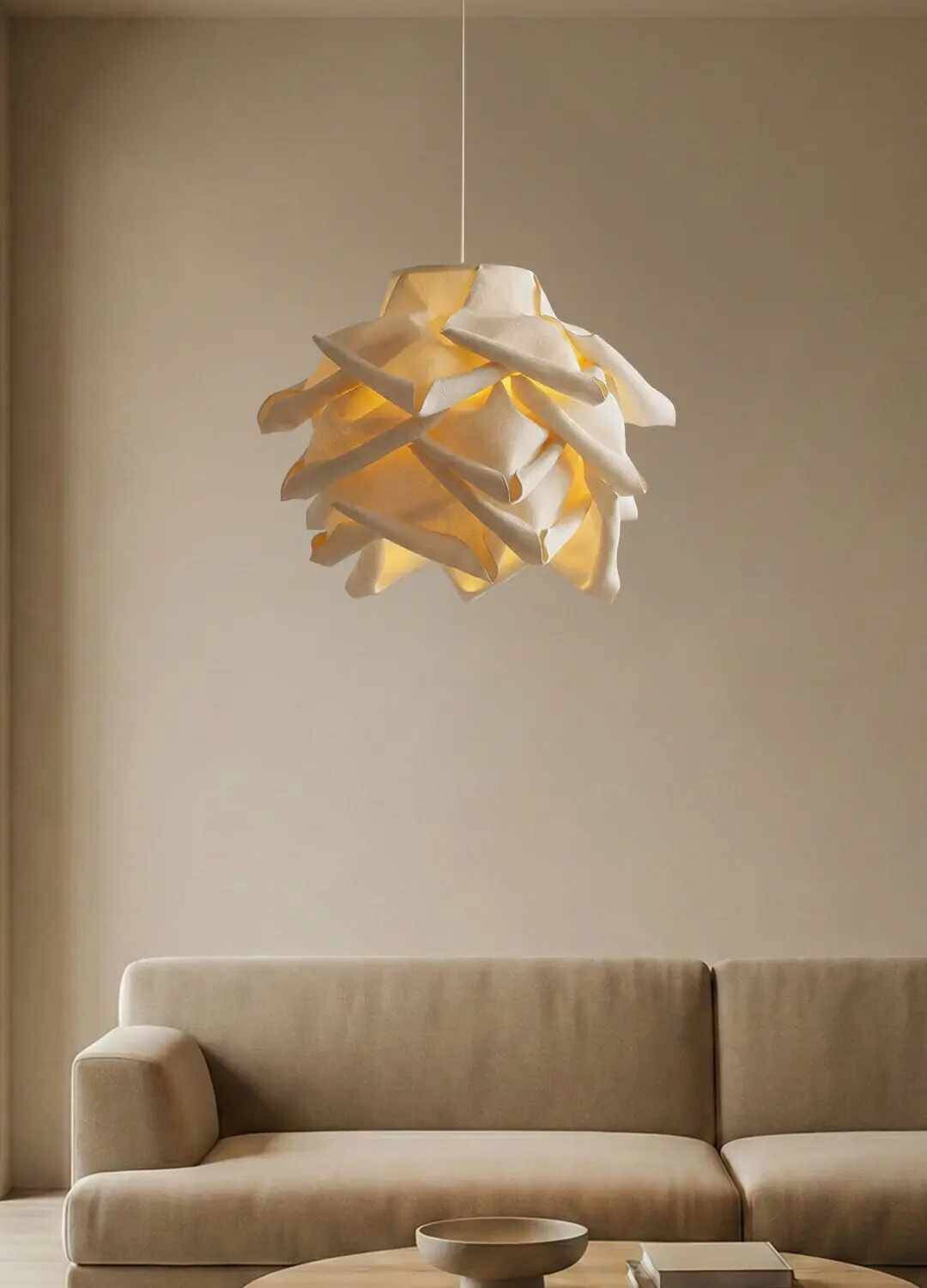 Opviq Pendelleuchte beige Kunststoff B/H/T/L/D: ca. 58x125x58x58x58 cm E27 1 Brennstellen