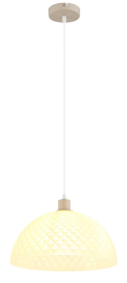 GLOBO Pendelleuchte weiß sand champagner Glas PVC Metall H/D: ca. 120x35 cm E27 1 Brennstellen