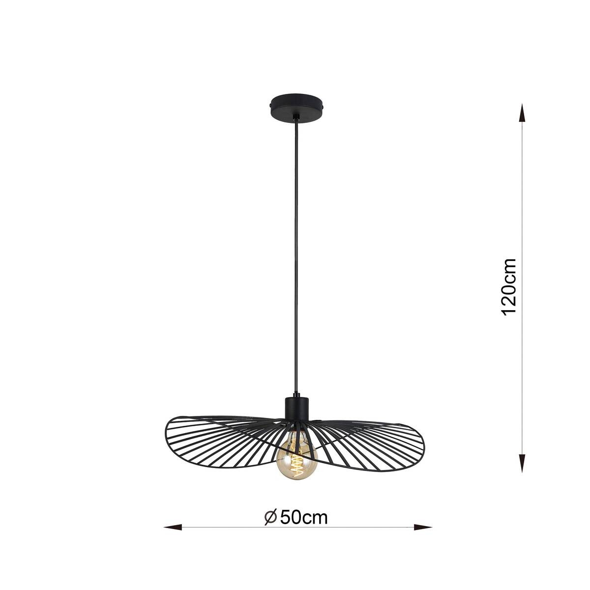 POCOline Pendelleuchte Mabel schwarz Metall H/D: ca. 120x50 cm E27 1 Brennstellen