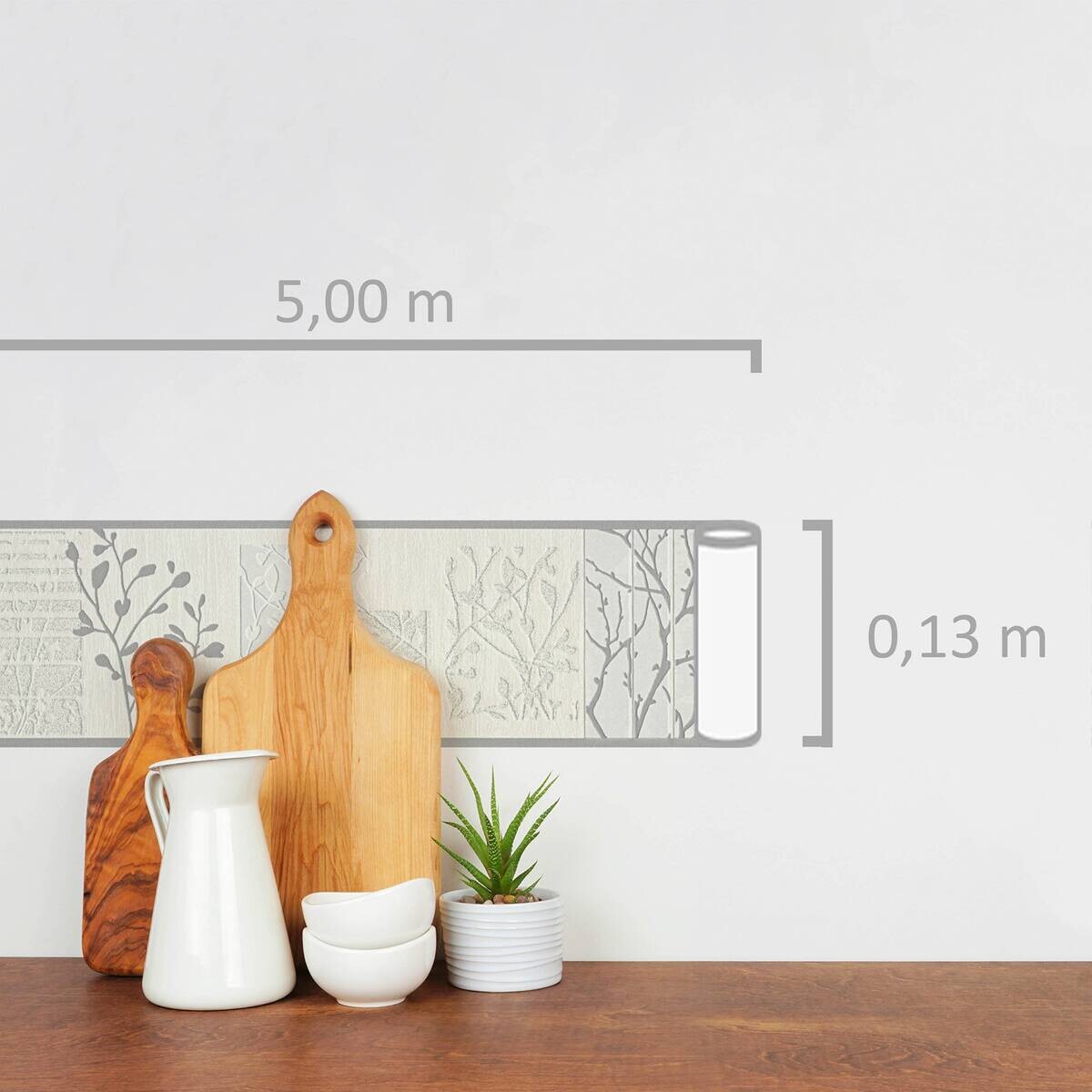 A.S.Creation Bordüre beige silber B/H/D: ca. 13x500x8 cm