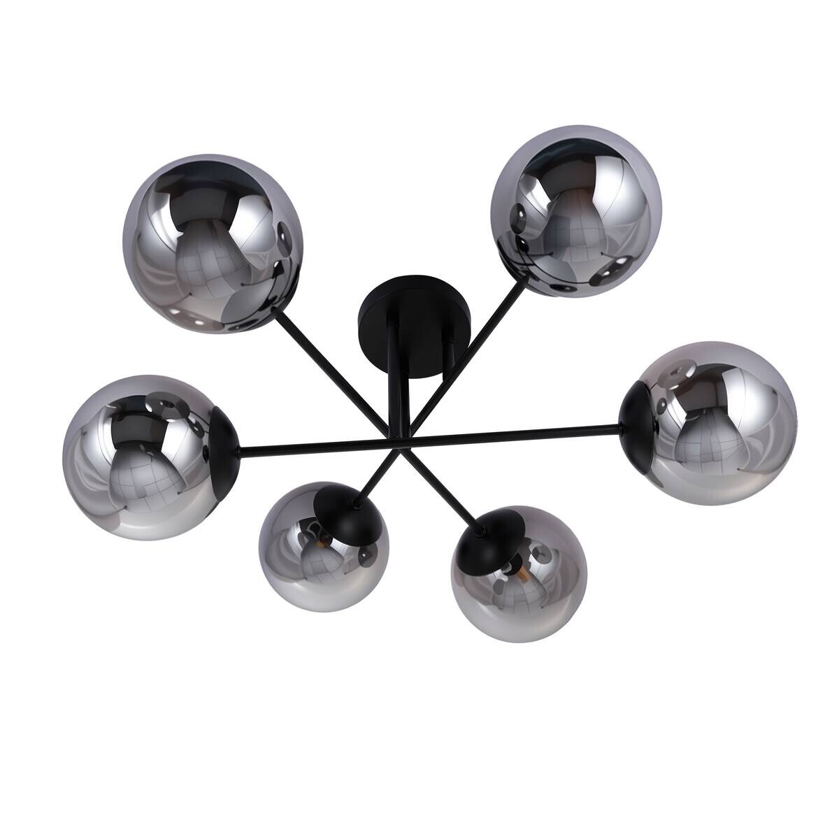 POCOline Deckenleuchte Space schwarz Rauchglas B/H/T: ca. 66x30x66 cm E14 6 Brennstellen