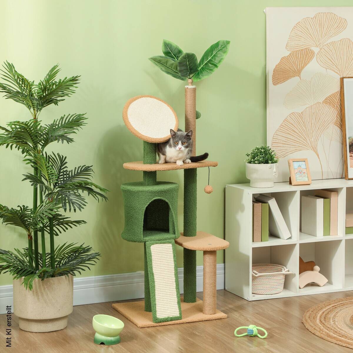 PawHut Kratzbaum grün Polyester B/H/L: ca. 44x139x48 cm
